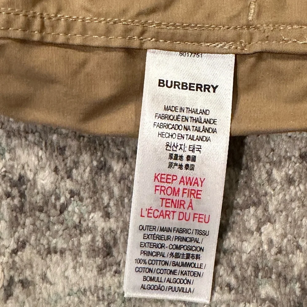 9. BURBERRY Boys Logo Patch Cargo Khaki Pants
